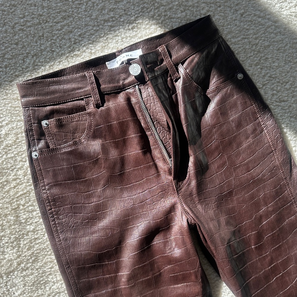 Women’s Brown Lamb Leather FRAME pants